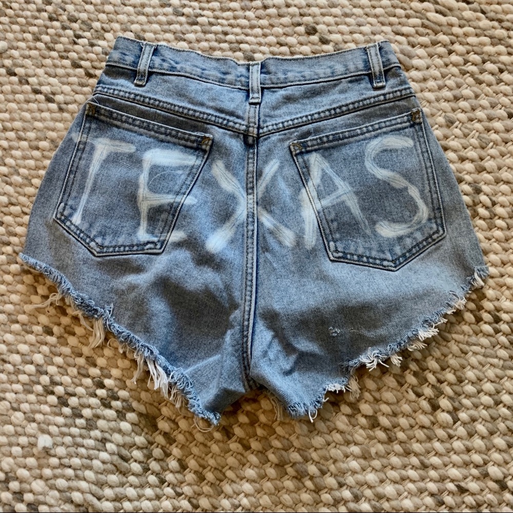 Sexy Texas tie dyed cut off denim shorts, 8